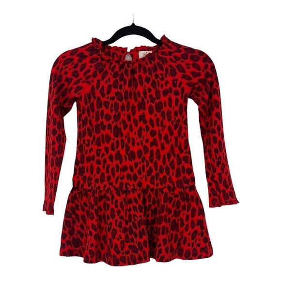 Kate Spade Girls Size 6 Red Burgundy Animal Print Drop Waist Dress - Picture 1 of 3